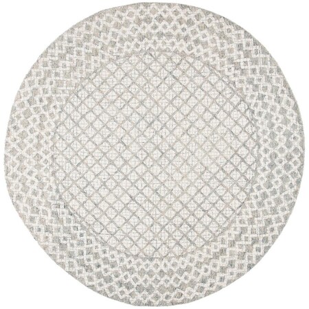 Safavieh 4 x 4 ft. Abstract Round Hand Tufted Rug; Ivory & Grey ABT203F-4R